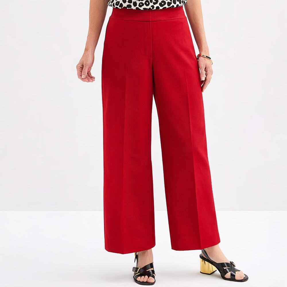 Evan Picone Red Wide Leg High Rise Dress Pants SZ 8 Power Career Wear Trousers